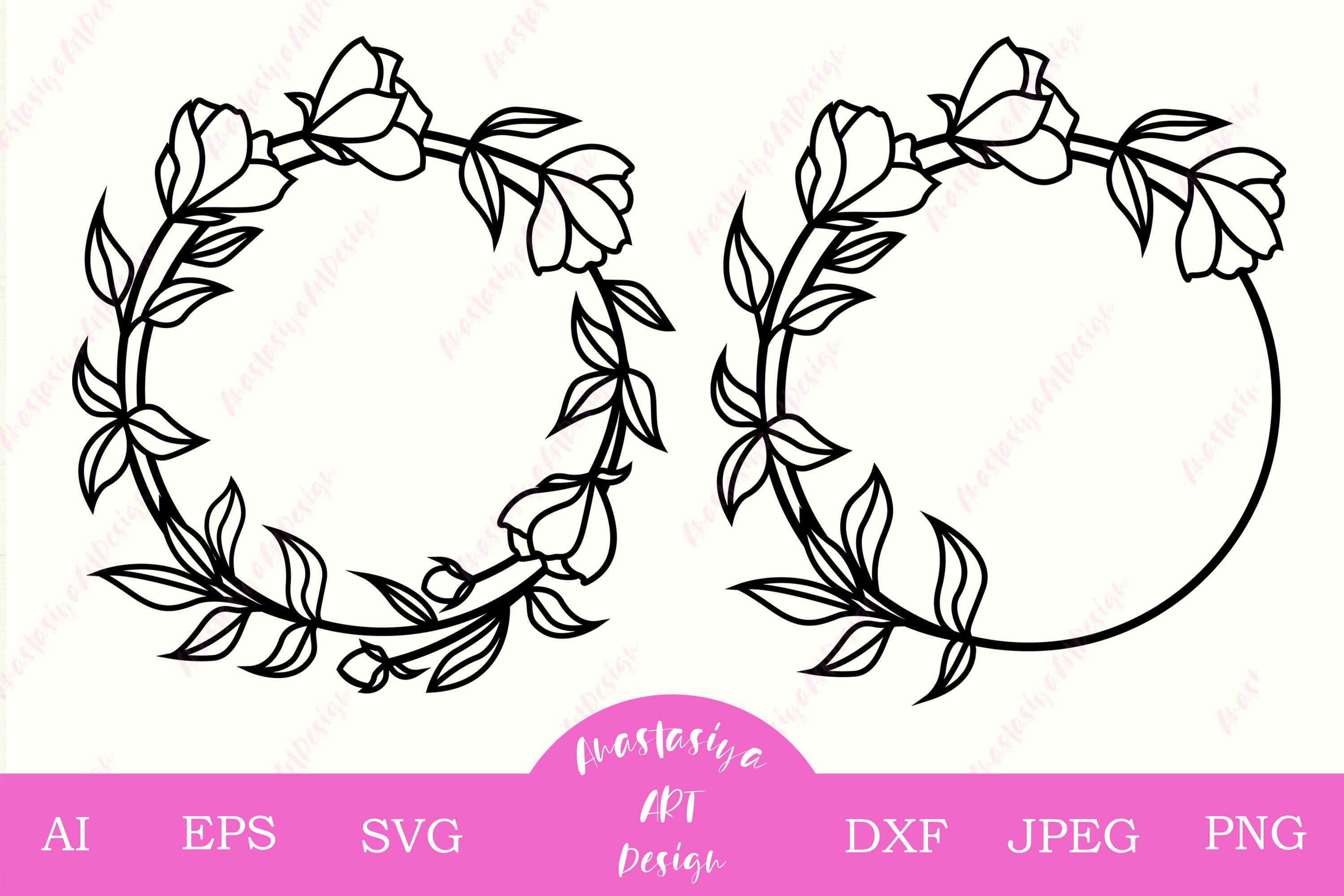 Frame clipart Monogram frame Circle frame Paper cut template Svg files