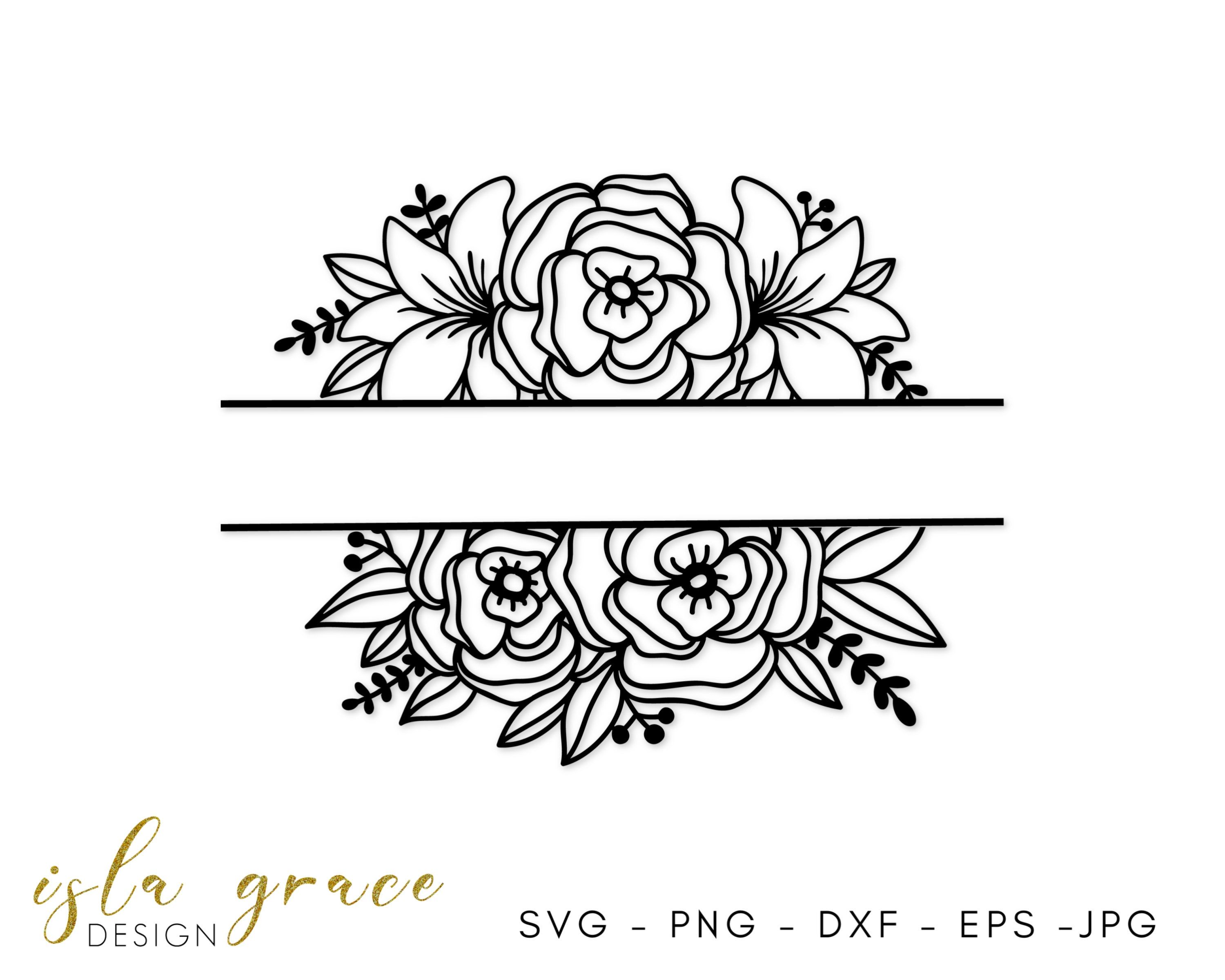 Split Floral Border Frame SVG Lily Svg Flower Monogram SVG | Etsy