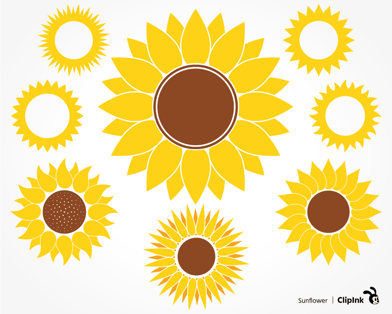 Sunflower svg, monogram svg | svg, png, eps, dxf, pdf | ClipInk