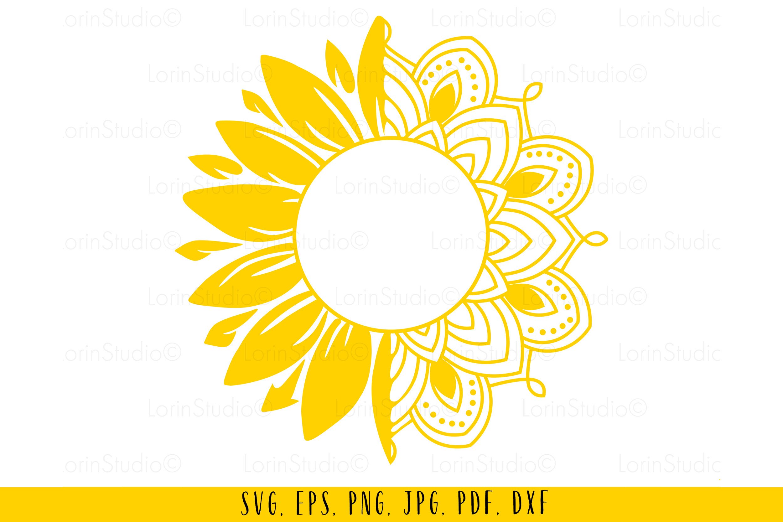 Half Sunflower mandala svg Sunflower decal svg Suflower svg (598986