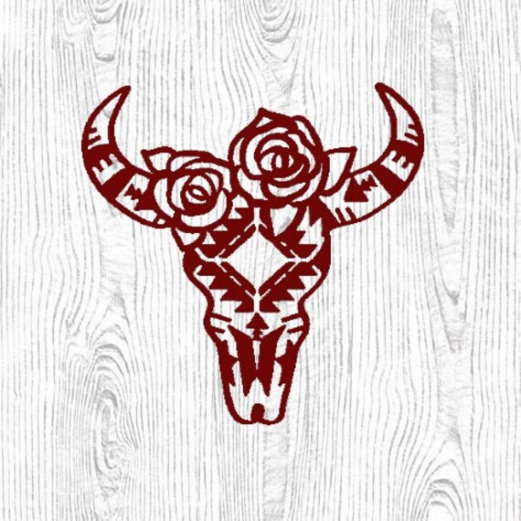 Bull Skull Flowers Decal Skull vinyl decal Cow skull decal | Etsy