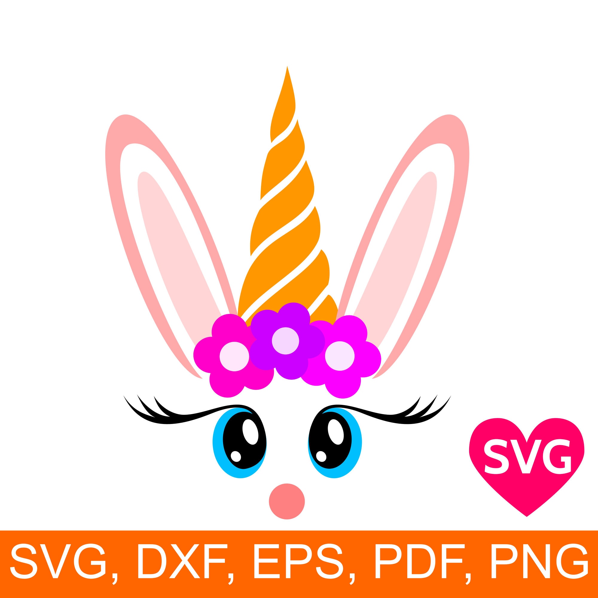 Easter Unicorn Face SVG file, is it a Unicorn with long rabbit earts