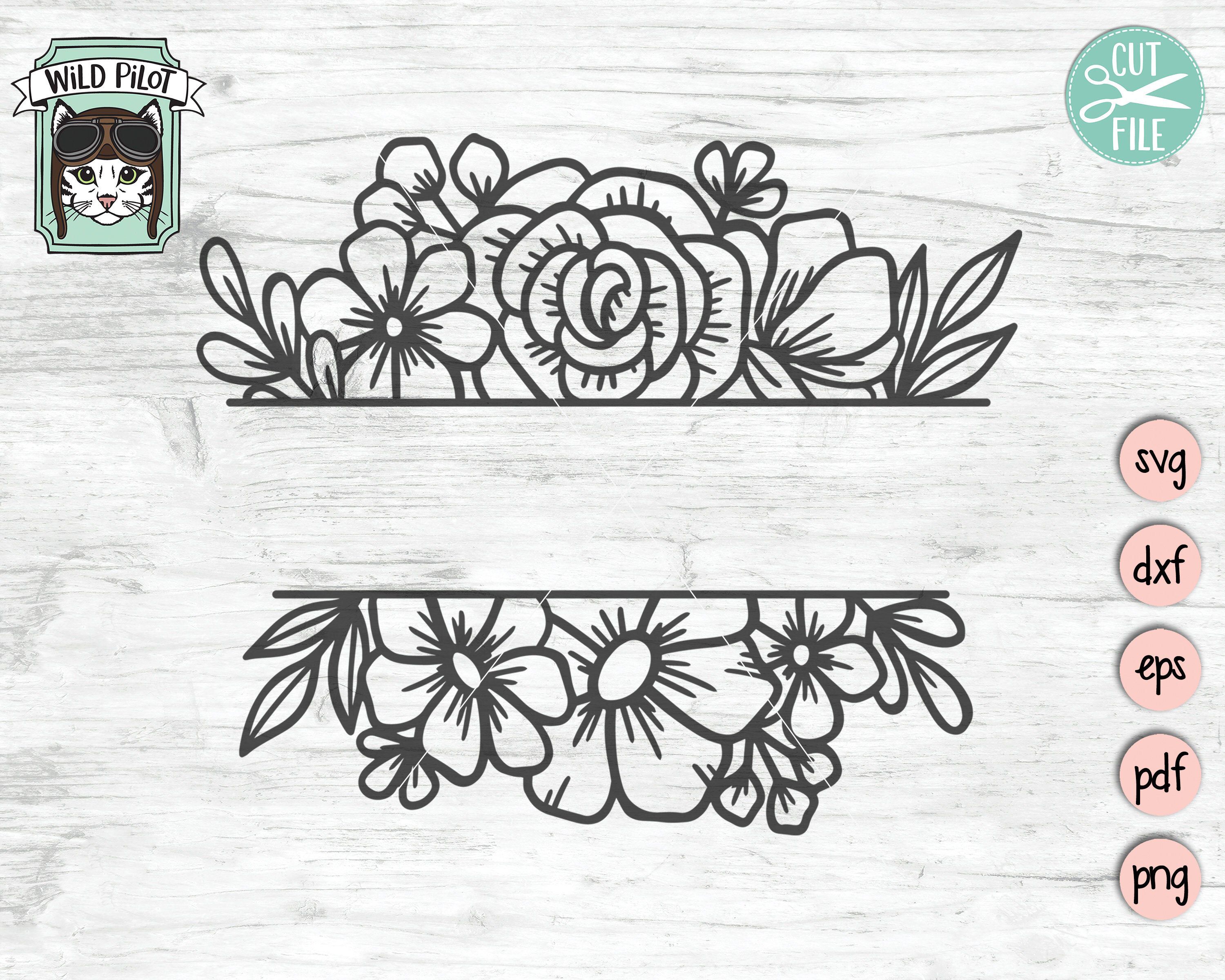 Flower Border SVG Flower svg Flower Monogram Split | Etsy in 2021