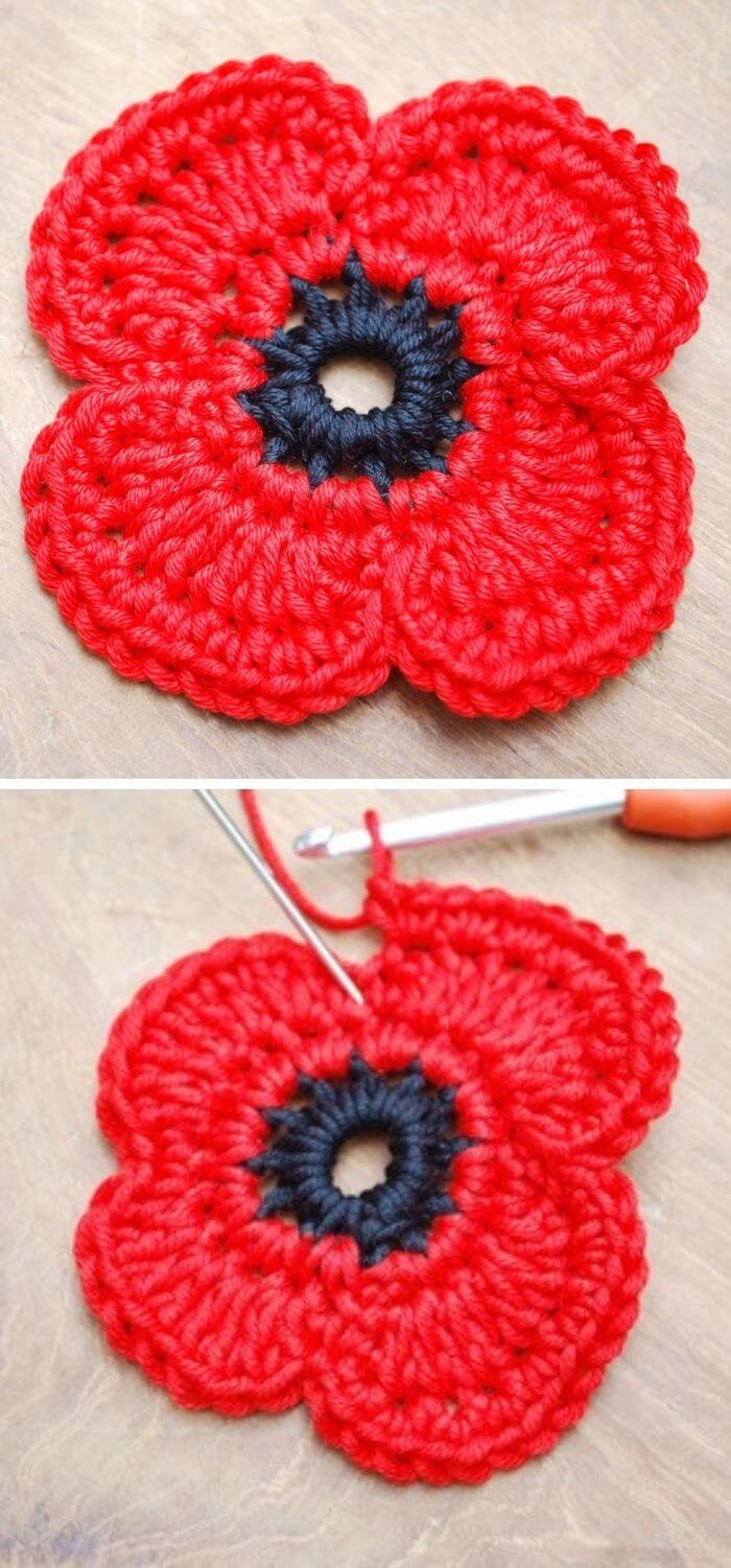 15 Best Crochet Poppy Flower Free Patterns & Instructions