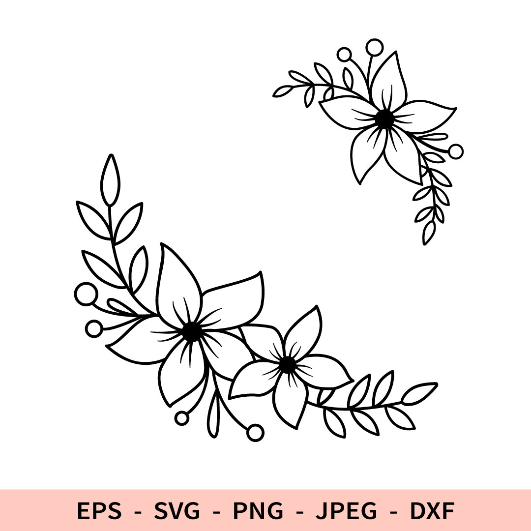 Floral Corner Svg Flowers Border Svg Wedding border Svg File - Inspire