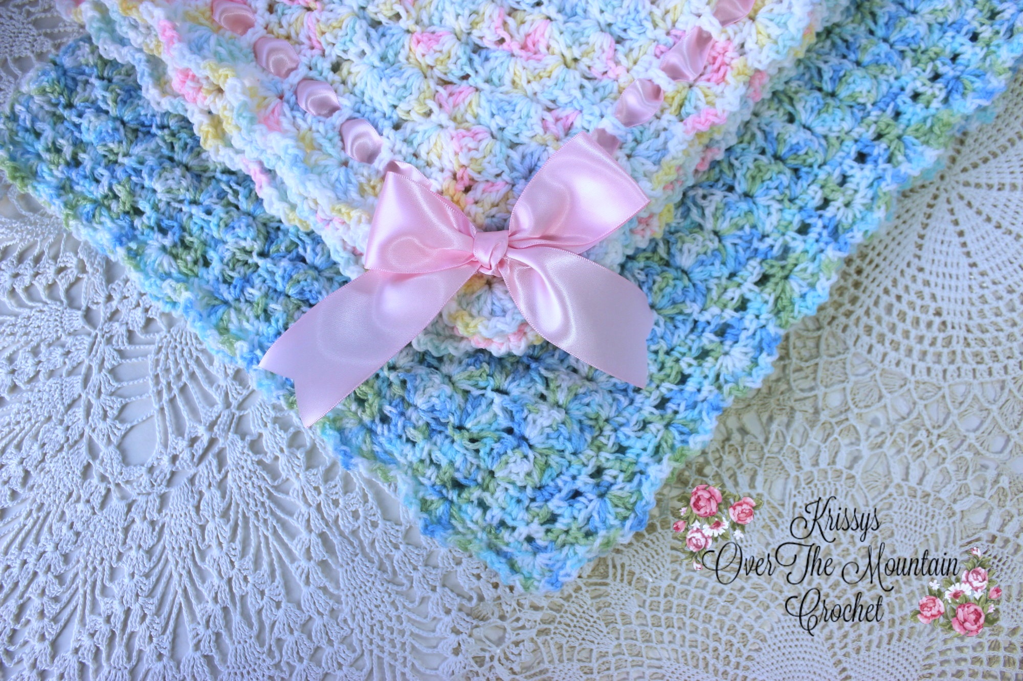 How To Crochet A Simple Shells Baby Blanket - Krissys Over The Mountain