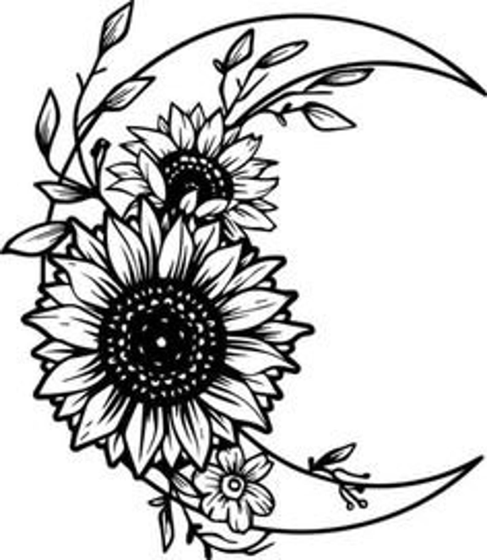 Crescent moon with sunflowers svg file | Etsy in 2021 | Cricut vinyl