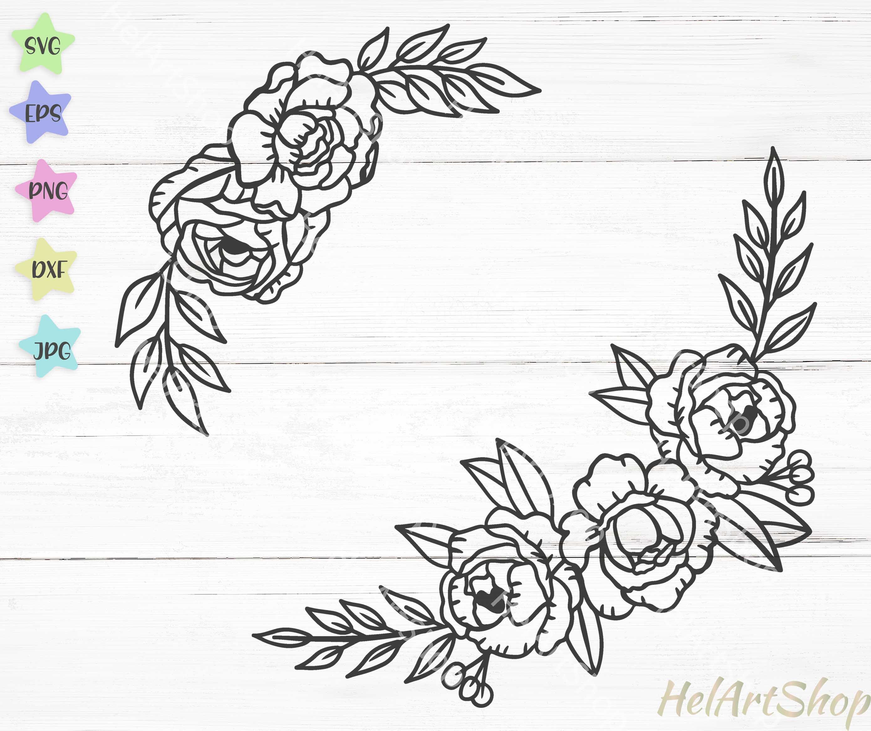 Floral border svg file, Flower border svg, floral swag svg By