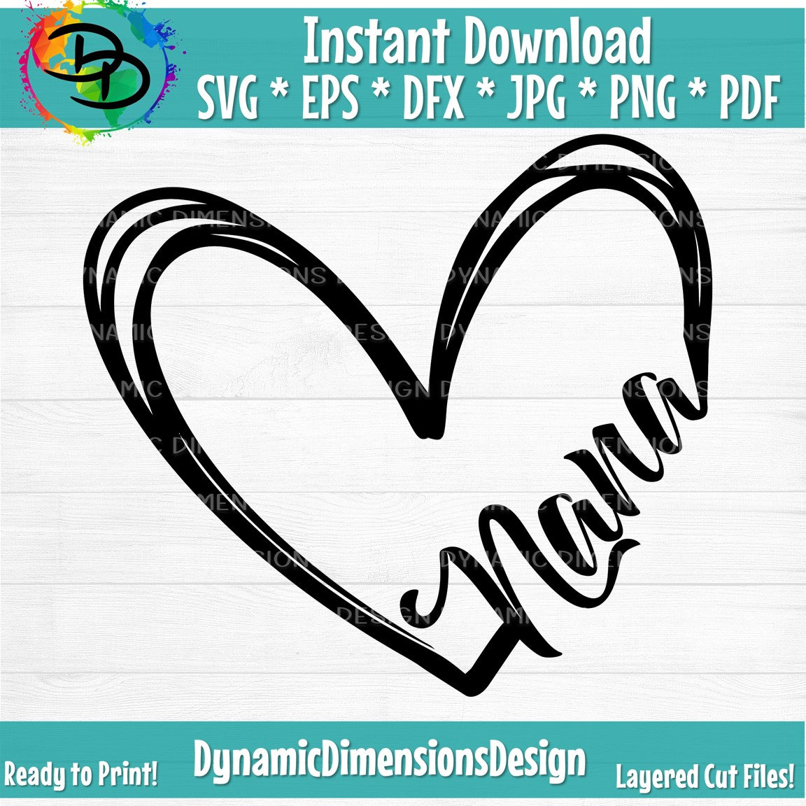 Nana Heart Instant Digital Download Svg Eps Png Gift - Etsy UK