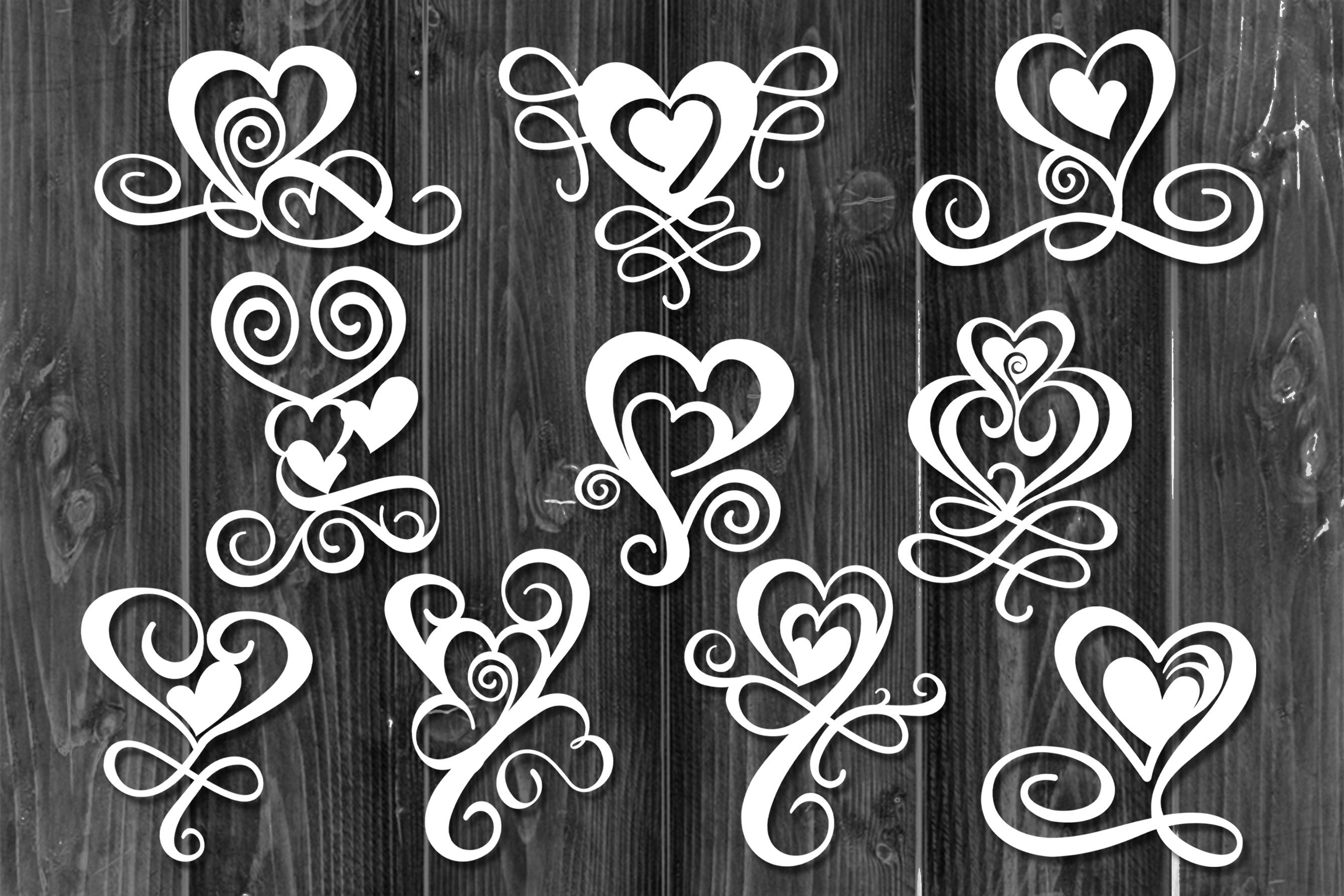 Valentine Swirl Heart SVG Clipart Silhouette Cutfiles By Mandala