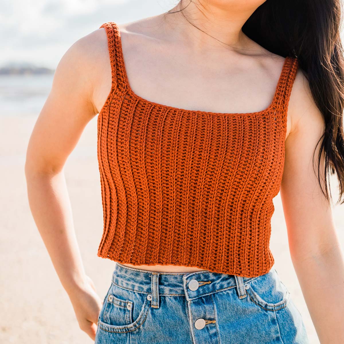 Square Neck Ribbed Crop Top – Free Crochet Pattern - For The Frills